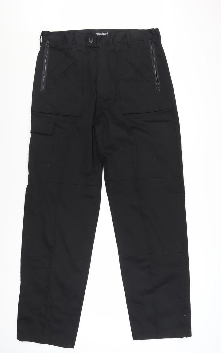 Warrior Men's Black 36R Cargo Workwear Trousers Polyester Cotton Blend
