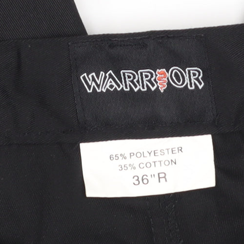 Warrior Men's Black 36R Cargo Workwear Trousers Polyester Cotton Blend