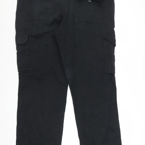 Easy Essential Men's Black Cargo Trousers Size L 38x32 Cotton