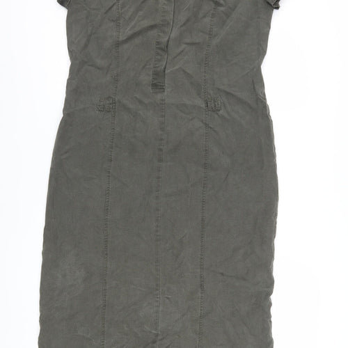 Next Women’s Green Shirt Dress Size 12 Short Sleeve Midi Work Casual