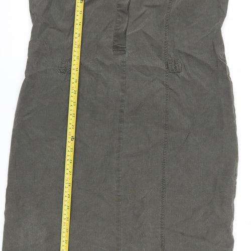 Next Women’s Green Shirt Dress Size 12 Short Sleeve Midi Work Casual