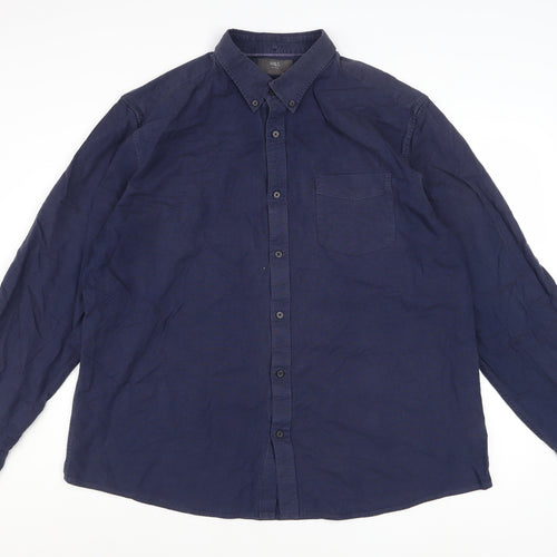 Marks and Spencer Men’s Blue 2XL Button-Down Cotton Casual Shirt
