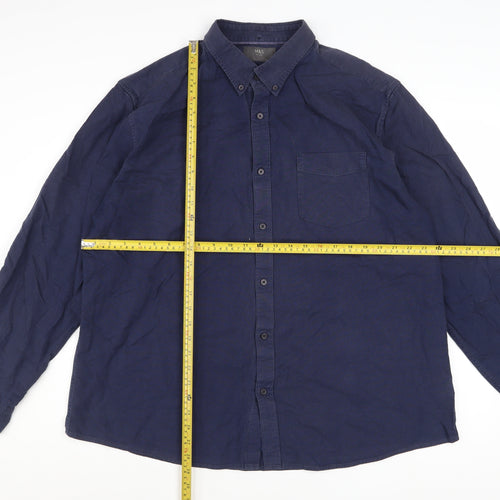 Marks and Spencer Men’s Blue 2XL Button-Down Cotton Casual Shirt