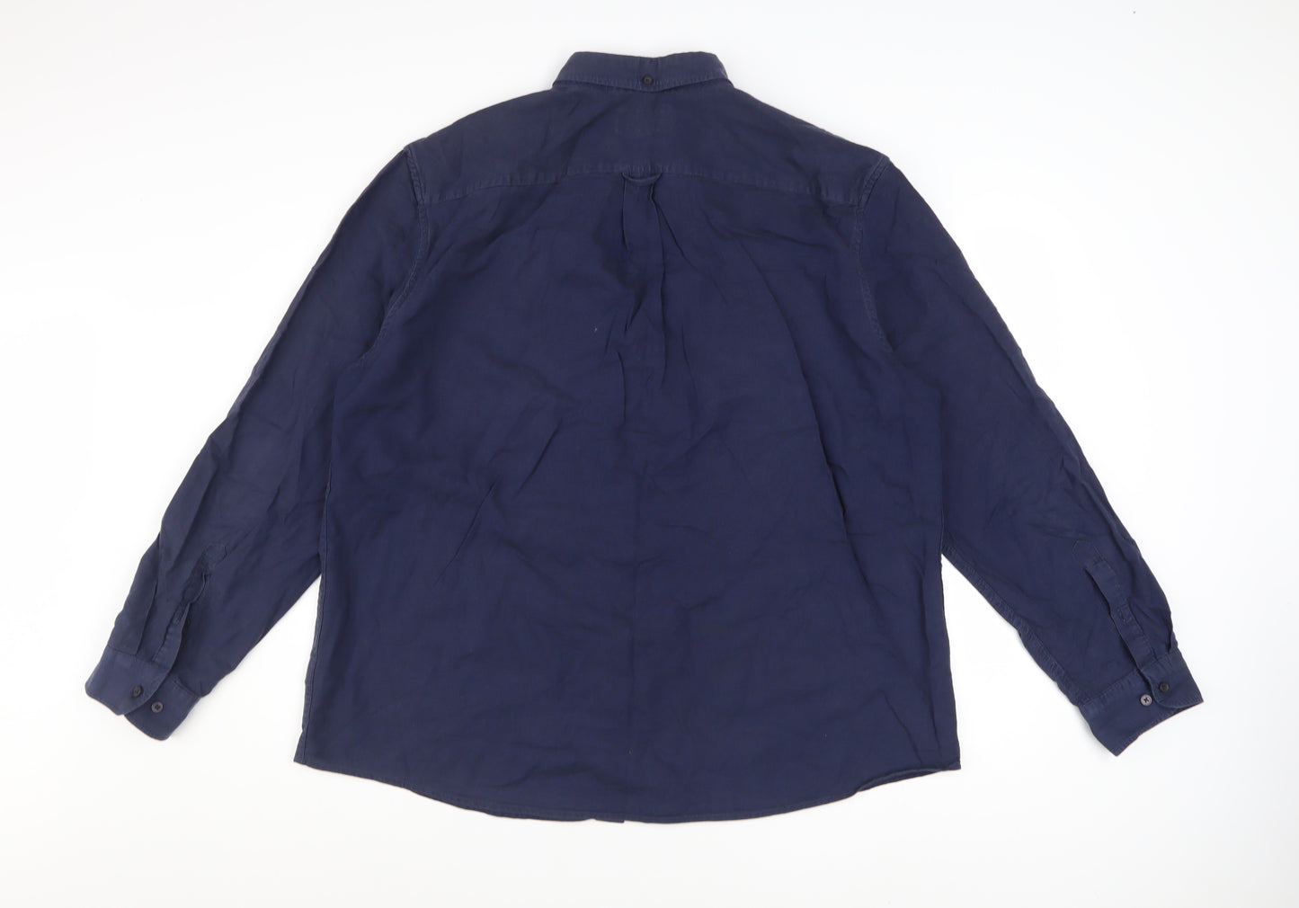 Marks and Spencer Men’s Blue 2XL Button-Down Cotton Casual Shirt