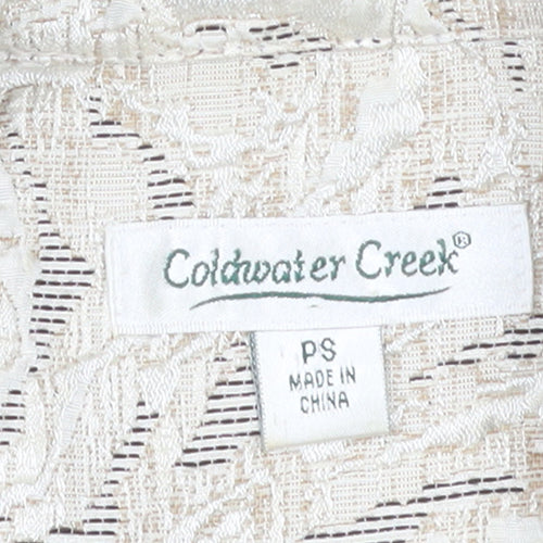 Coldwater Creek Womens Beige Petite S Jacquard Button Blouse