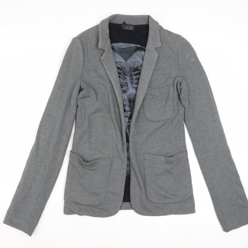 Topshop Womens Grey UK 8 Classic Blazer Jacket Casual Cotton Blend