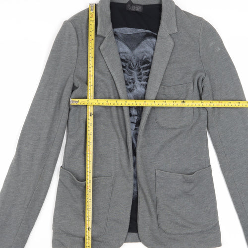 Topshop Womens Grey UK 8 Classic Blazer Jacket Casual Cotton Blend