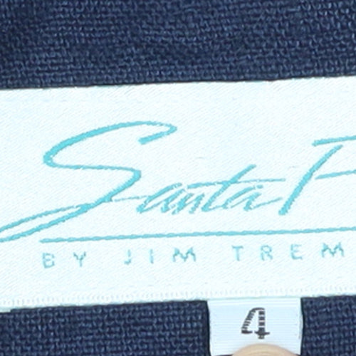 Santa Fe Women Blue Linen Shift Dress Short Sleeve Size 8