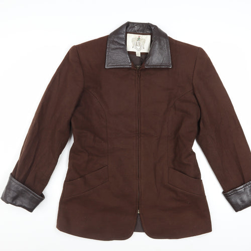 RZR Weatherwise Women Brown 6 Faux Leather Collar Mid-Length Jacket