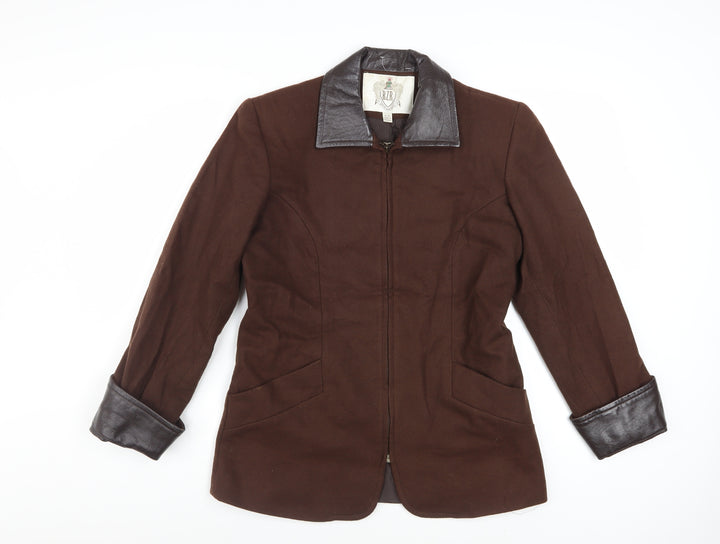 RZR Weatherwise Women Brown 6 Faux Leather Collar Mid-Length Jacket