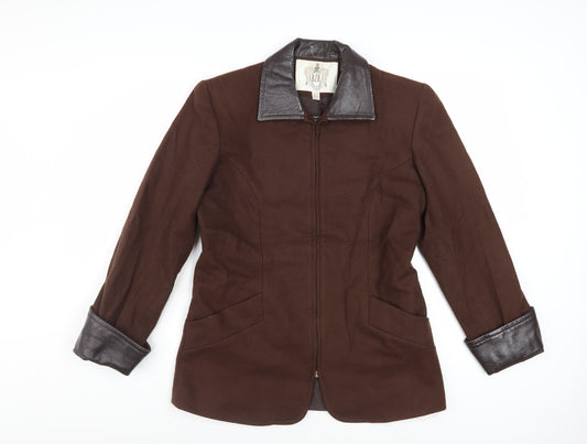RZR Weatherwise Women Brown 6 Faux Leather Collar Mid-Length Jacket