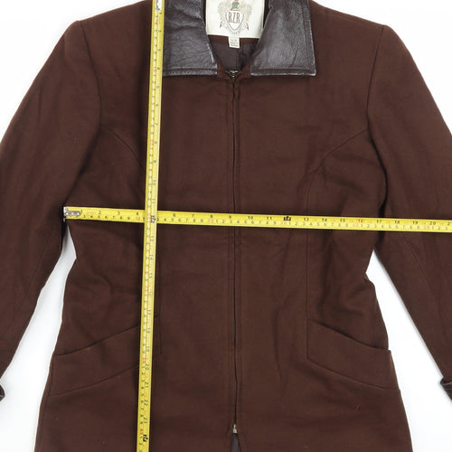 RZR Weatherwise Women Brown 6 Faux Leather Collar Mid-Length Jacket