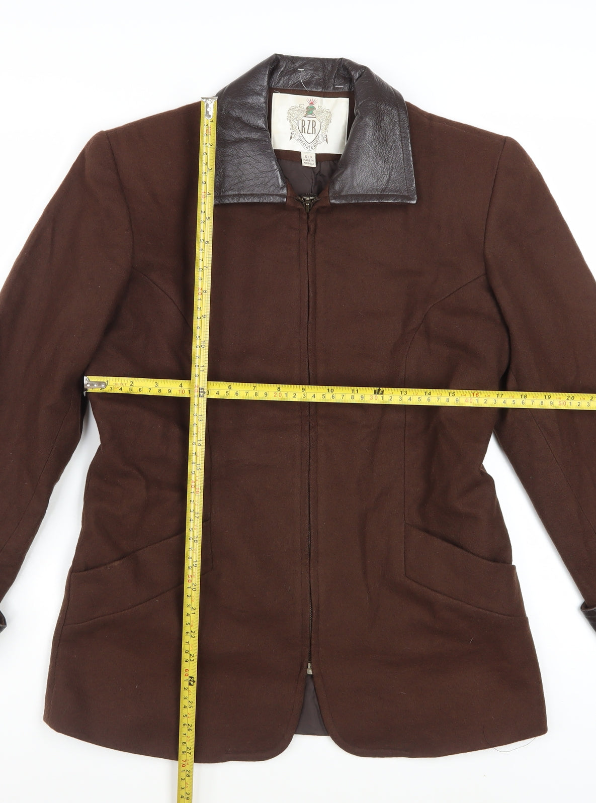 RZR Weatherwise Women Brown 6 Faux Leather Collar Mid-Length Jacket