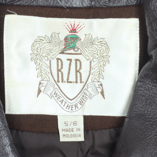 RZR Weatherwise Women Brown 6 Faux Leather Collar Mid-Length Jacket