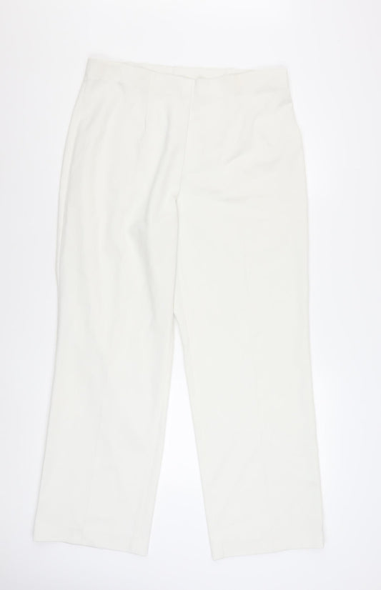 Peruzzi Womens White Straight Leg Trousers Size 14