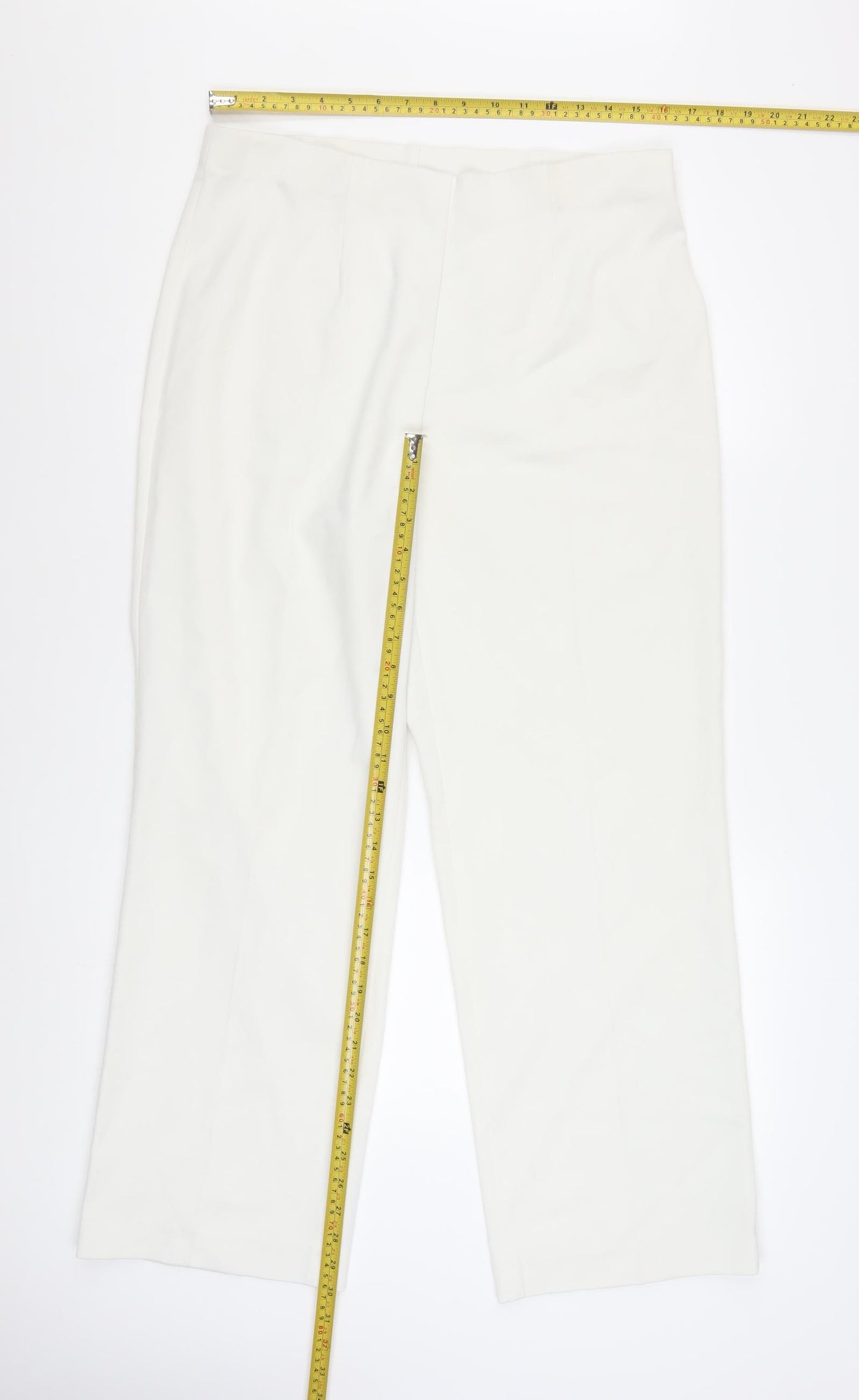 Peruzzi Womens White Straight Leg Trousers Size 14