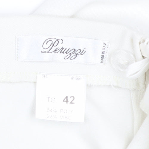 Peruzzi Womens White Straight Leg Trousers Size 14
