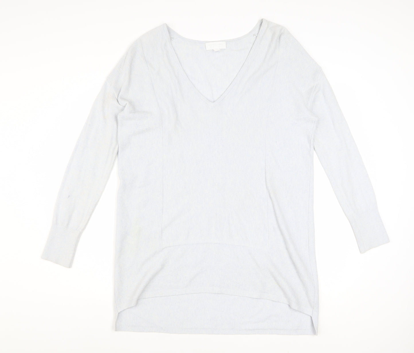 The White Company Women’s Grey V-Neck Long Sleeve Tunic Jumper Size 12
