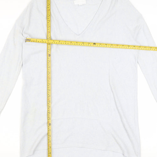 The White Company Women’s Grey V-Neck Long Sleeve Tunic Jumper Size 12