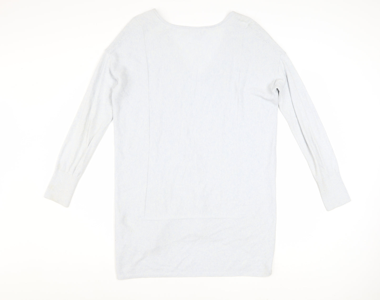 The White Company Women’s Grey V-Neck Long Sleeve Tunic Jumper Size 12