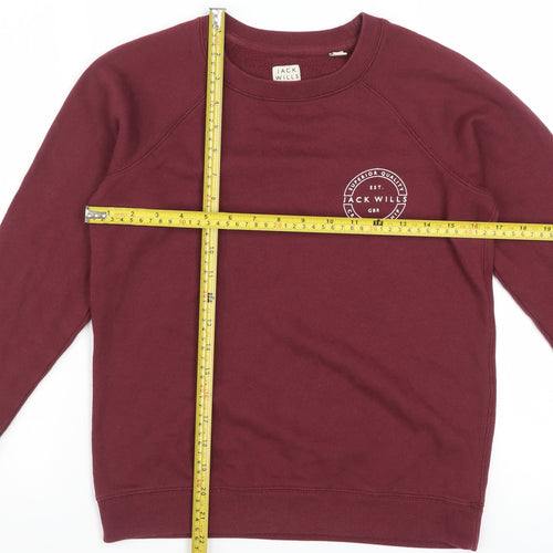Jack Wills Womens Burgundy Crew Neck Sweatshirt Size UK 8 Cotton Blend