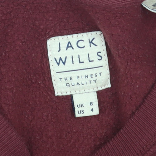 Jack Wills Womens Burgundy Crew Neck Sweatshirt Size UK 8 Cotton Blend
