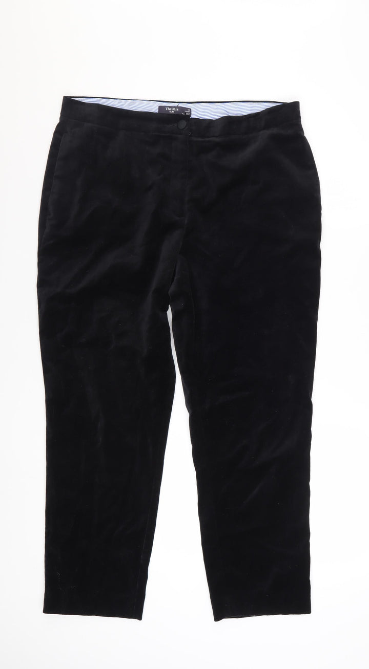 Marks and Spencer Women’s Black Cotton Velvet Stretch Trousers Size 14 Short