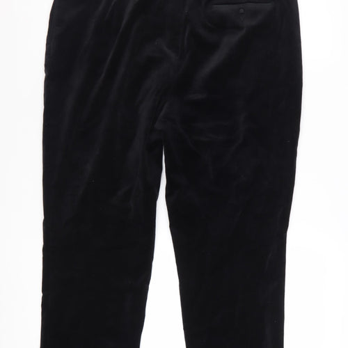 Marks and Spencer Women’s Black Cotton Velvet Stretch Trousers Size 14 Short