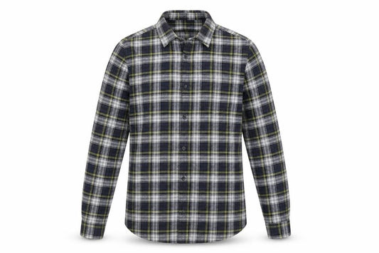 Front view of New Look Men Blue Plaid Flannel Long Sleeve Button-Up Shirt S