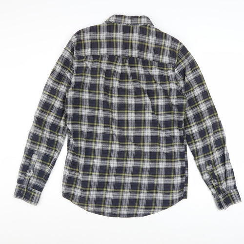 New Look Men Blue Plaid Flannel Long Sleeve Button-Up Shirt S