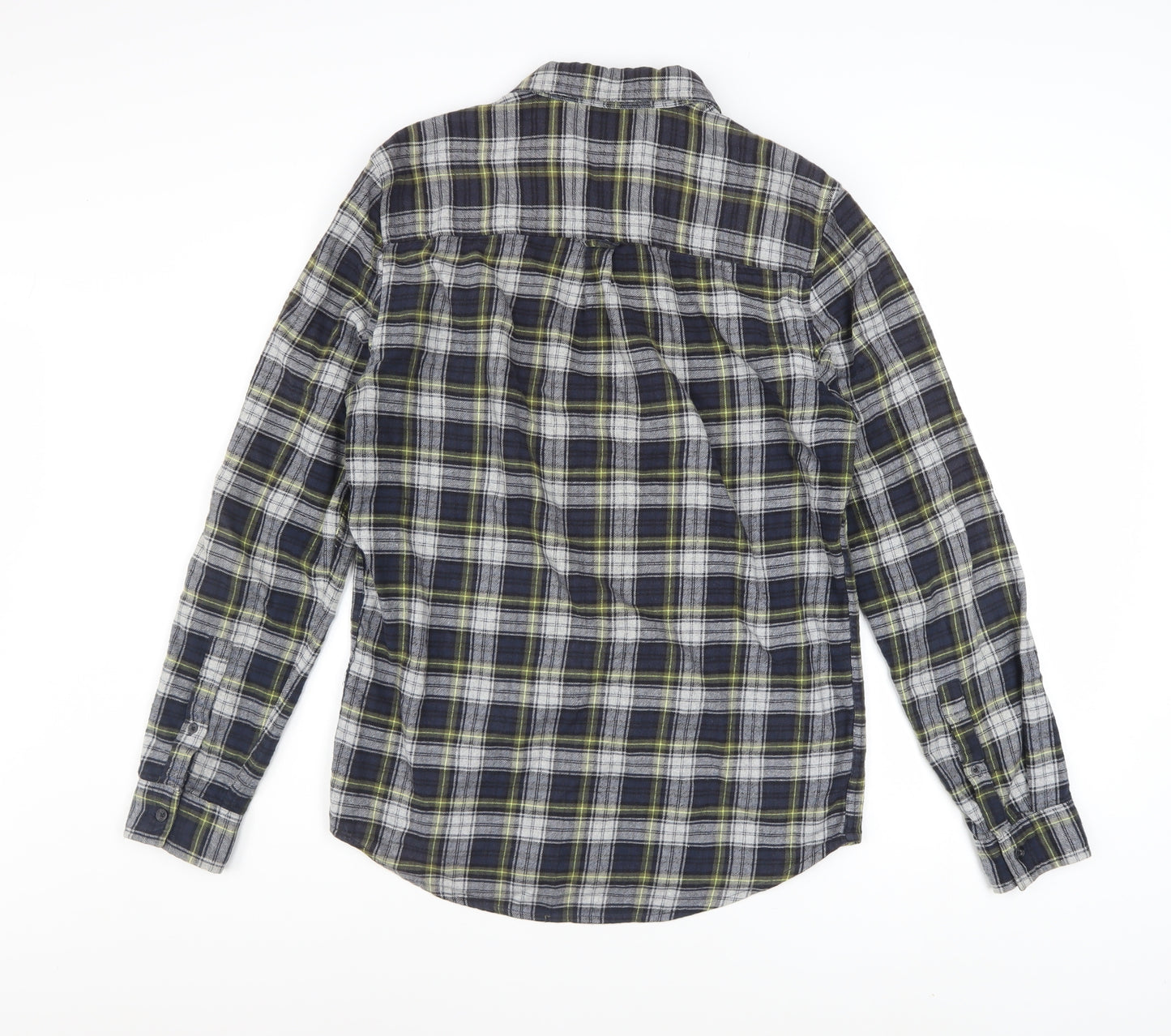 New Look Men Blue Plaid Flannel Long Sleeve Button-Up Shirt S