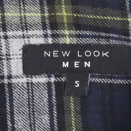 New Look Men Blue Plaid Flannel Long Sleeve Button-Up Shirt S
