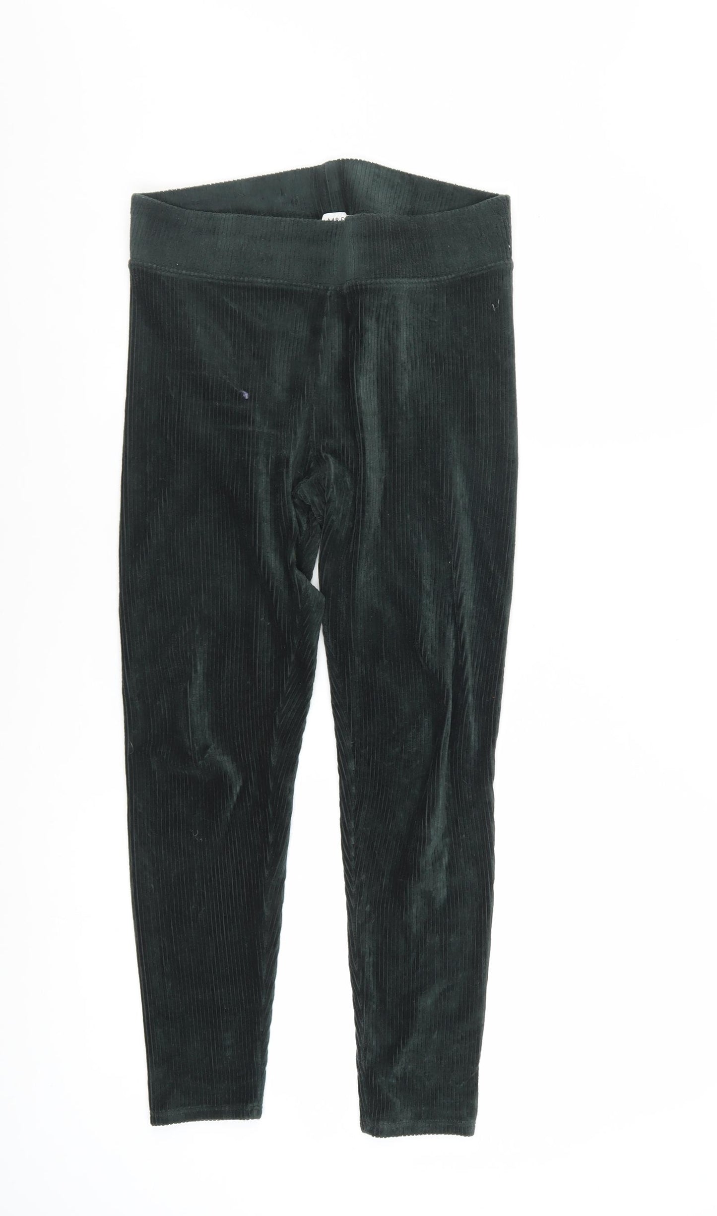 Marks and Spencer Women Black Velvet Cord Leggings Size 10 Short