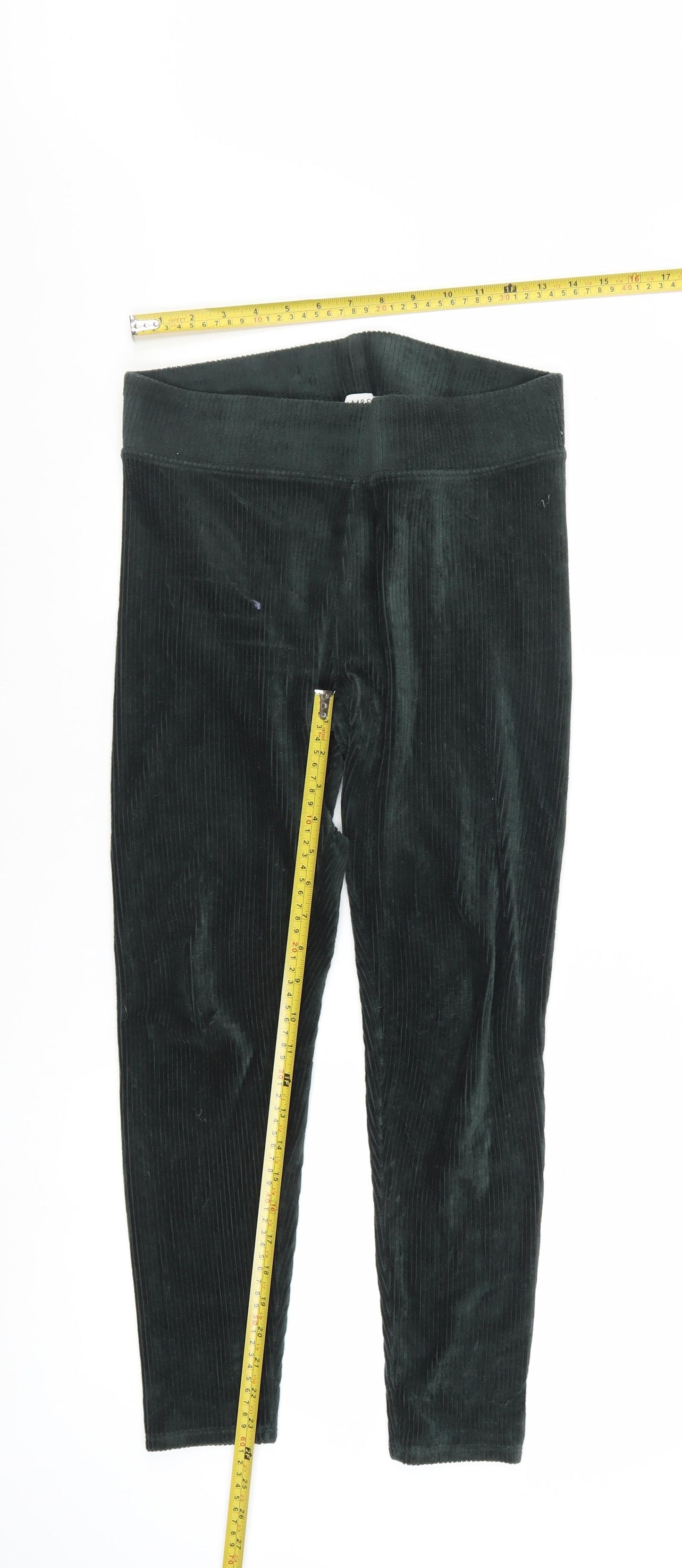 Marks and Spencer Women Black Velvet Cord Leggings Size 10 Short