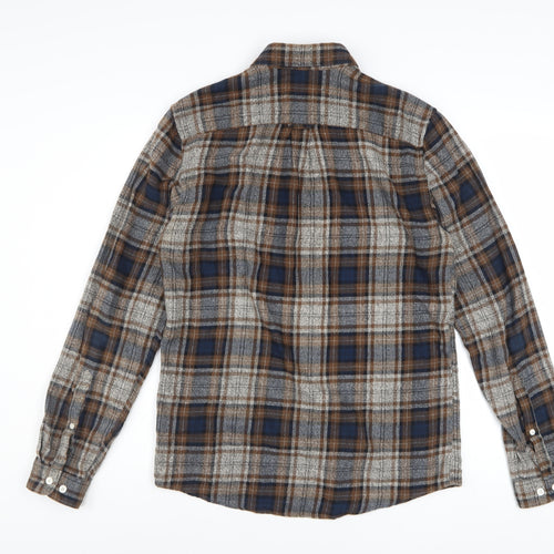 ASOS Men's Brown Check Flannel Long Sleeve Button-Up Shirt Size S