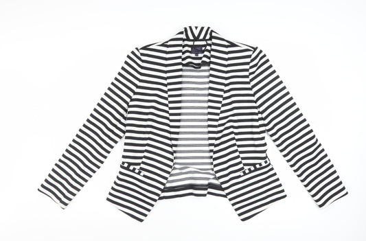 Marks and Spencer Women Black White Striped Blazer UK 14 Classic Fit