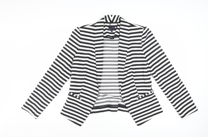 Marks and Spencer Women Black White Striped Blazer UK 14 Classic Fit