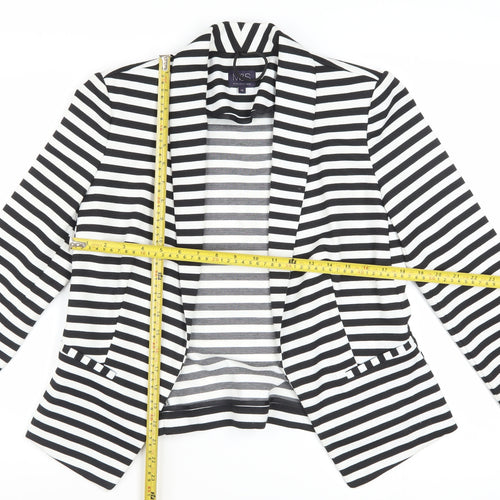 Marks and Spencer Women Black White Striped Blazer UK 14 Classic Fit