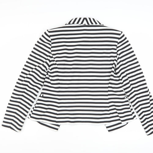 Marks and Spencer Women Black White Striped Blazer UK 14 Classic Fit