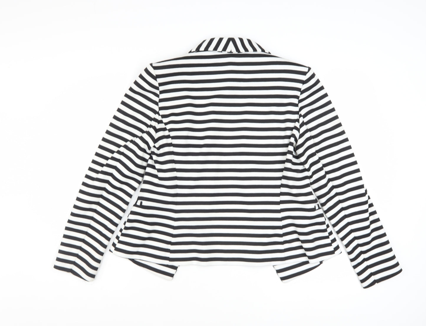 Marks and Spencer Women Black White Striped Blazer UK 14 Classic Fit