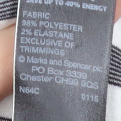 Marks and Spencer Women Black White Striped Blazer UK 14 Classic Fit