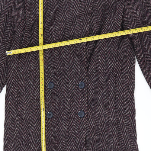 EGO Fashions Men's Brown Wool Tweed Herringbone Overcoat M