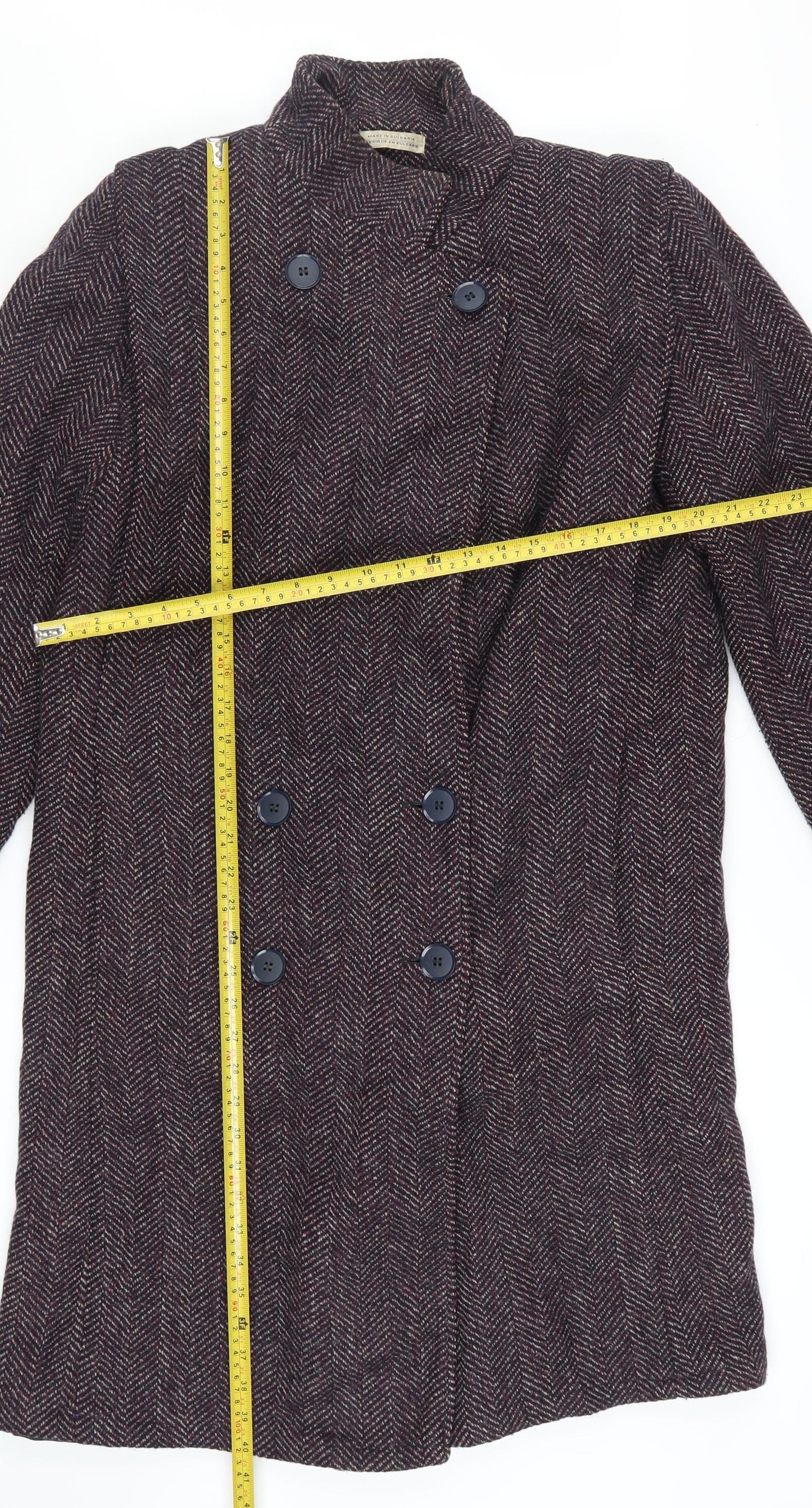 EGO Fashions Men's Brown Wool Tweed Herringbone Overcoat M
