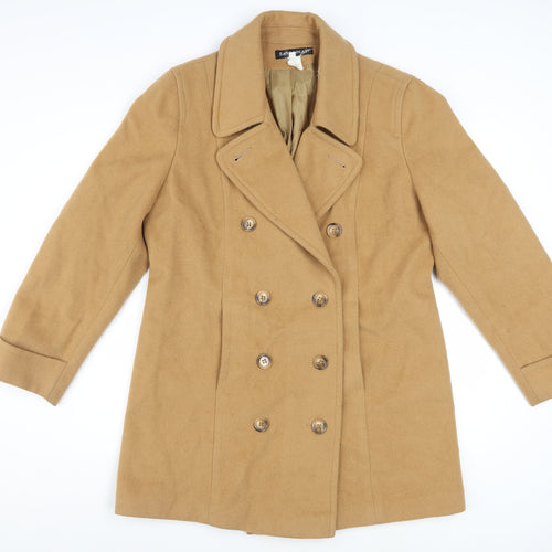Savannah Women's Beige Wool Pea Coat Size 10 Lined Classic Mid-Length