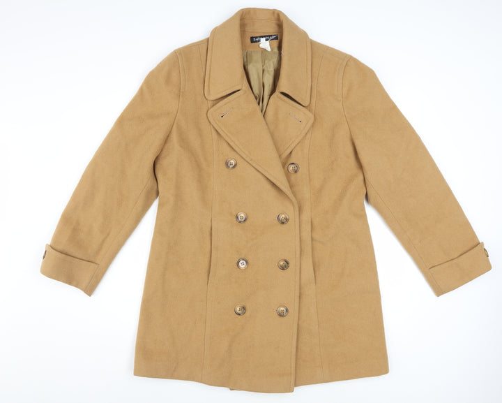 Savannah Women's Beige Wool Pea Coat Size 10 Lined Classic Mid-Length