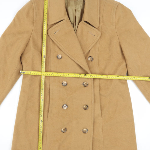 Savannah Women's Beige Wool Pea Coat Size 10 Lined Classic Mid-Length