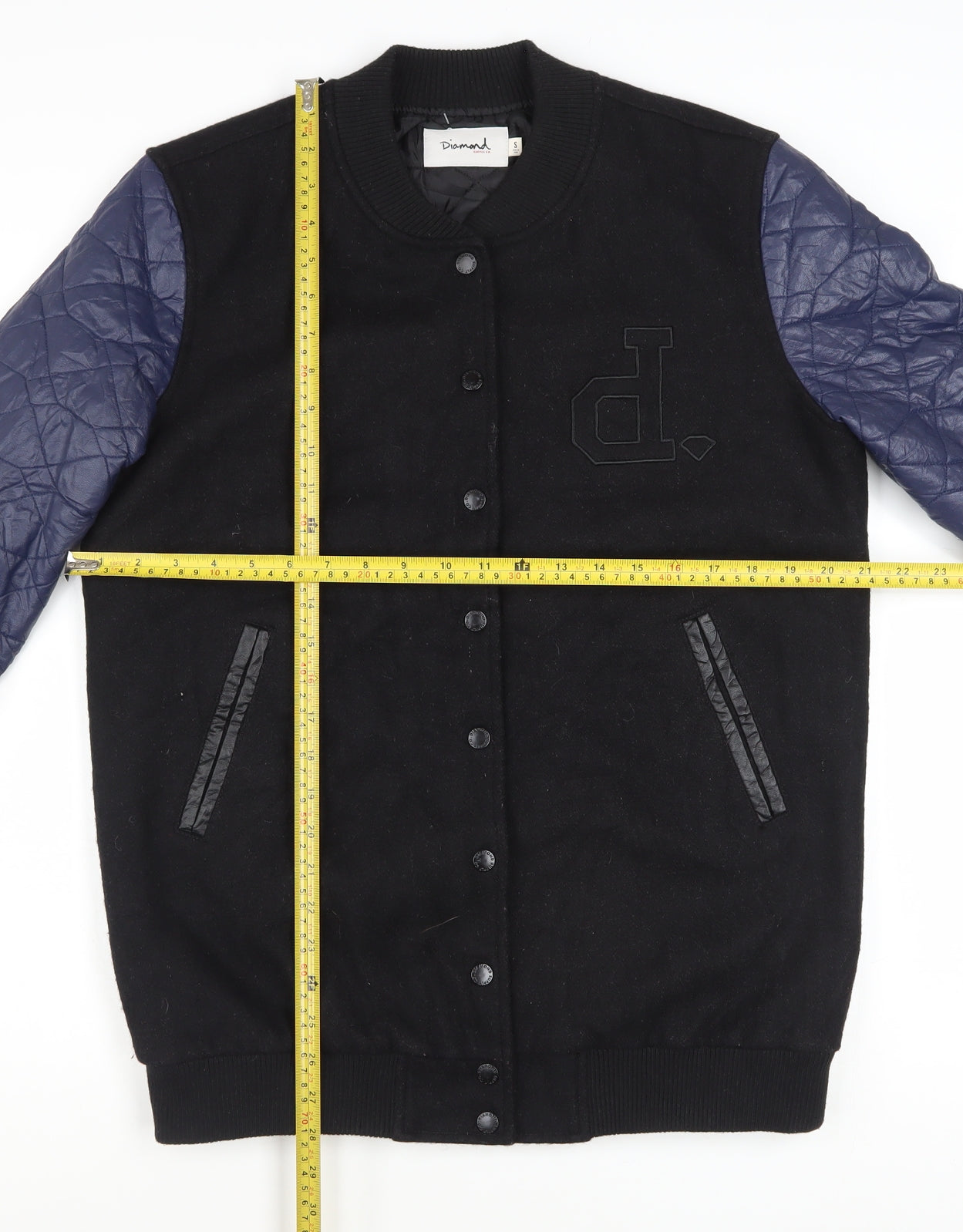 Diamond Supply Co. Men's Black Varsity Jacket Size S Quilted Sleeves
