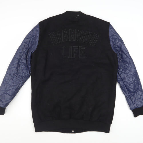 Diamond Supply Co. Men's Black Varsity Jacket Size S Quilted Sleeves