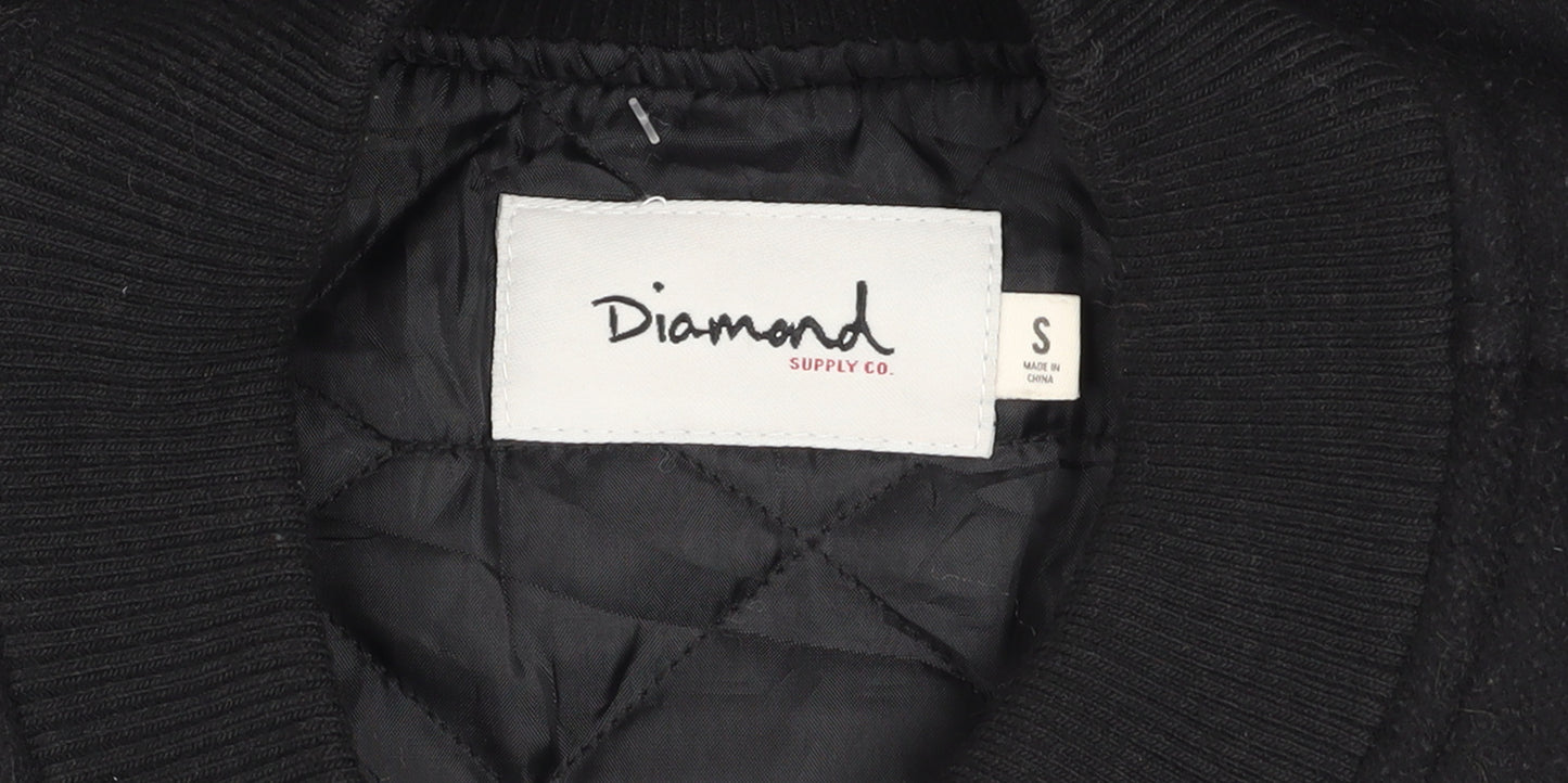 Diamond Supply Co. Men's Black Varsity Jacket Size S Quilted Sleeves