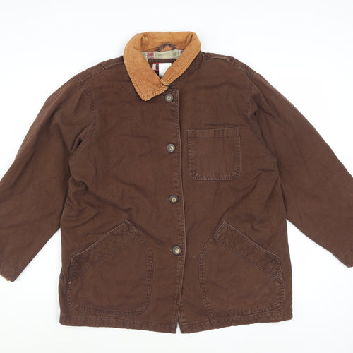 Faded Glory Men Brown Cotton Cord Collar Work Jacket Size M
